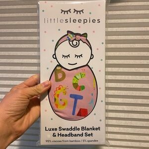 Little Sleepies Pink Alphabet Swaddle & Headband Set